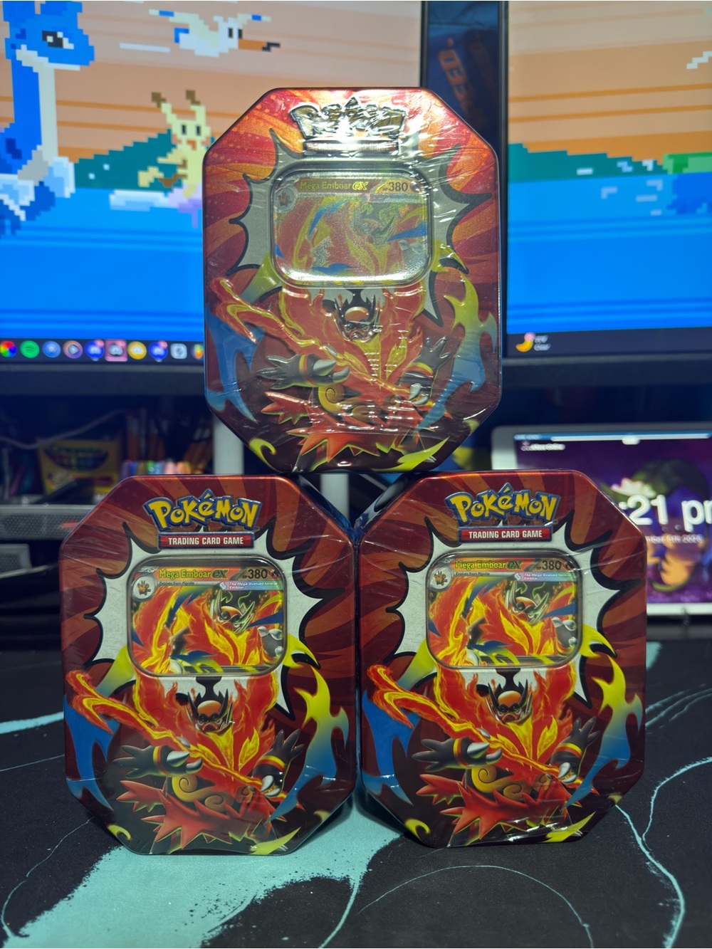 Mega Emboar ex Ascended Heroes Tins — 3-Pack